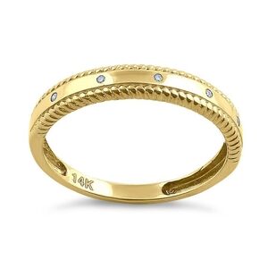 Solid 14K Yellow Gold Edged Double Rope Diamond Ring